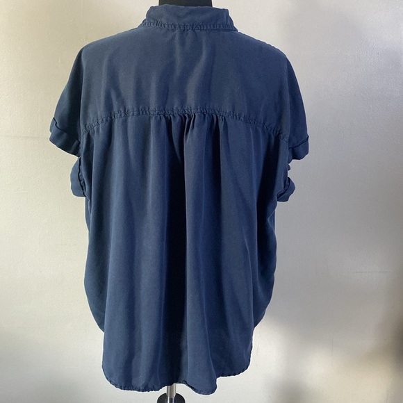 Style & Co Relaxed Fit Navy Blue Button Down Shirt Short Cuffed Sleeves Sz XL - Picture 3 of 6